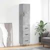 Image de Buffet Haut Gris Béton 34,5x34x180 Cm Bois D'ingénierie Vidaxl