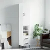 Image de Buffet Haut Blanc Brillant 34,5x34x180 Cm Bois D'ingénierie Vidaxl