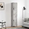 Image de Buffet Haut Gris Béton 34,5x34x180 Cm Bois D'ingénierie Vidaxl
