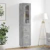 Image de Buffet Haut Gris Béton 34,5x34x180 Cm Bois D'ingénierie Vidaxl