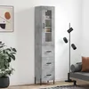 Image de Buffet Haut Gris Béton 34,5x34x180 Cm Bois D'ingénierie Vidaxl