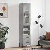 Image de Buffet Haut Gris Béton 34,5x34x180 Cm Bois D'ingénierie Vidaxl
