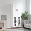 Image de Buffet Haut Blanc 69,5x34x180 Cm Bois D'ingénierie Vidaxl