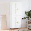 Image de Buffet Haut Blanc 69,5x34x180 Cm Bois D'ingénierie Vidaxl
