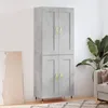 Image de Buffet Haut Gris Béton 69,5x34x180 Cm Bois D'ingénierie Vidaxl