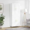 Image de Buffet Haut Blanc 69,5x34x180 Cm Bois D'ingénierie Vidaxl