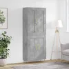 Image de Buffet Haut Gris Béton 69,5x34x180 Cm Bois D'ingénierie Vidaxl
