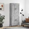 Image de Buffet Haut Gris Béton 69,5x34x180 Cm Bois D'ingénierie Vidaxl