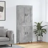 Image de Buffet Haut Gris Béton 69,5x34x180 Cm Bois D'ingénierie Vidaxl
