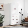 Image de Buffet Haut Blanc 69,5x34x180 Cm Bois D'ingénierie Vidaxl