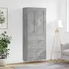 Image de Buffet Haut Gris Béton 69,5x34x180 Cm Bois D'ingénierie Vidaxl