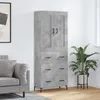 Image de Buffet Haut Gris Béton 69,5x34x180 Cm Bois D'ingénierie Vidaxl
