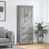 Image de Buffet Haut Sonoma Gris 69,5x34x180 Cm Bois D'ingénierie Vidaxl