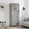 Image de Buffet Haut Sonoma Gris 69,5x34x180 Cm Bois D'ingénierie Vidaxl