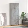 Image de Buffet Haut Gris Béton 69,5x34x180 Cm Bois D'ingénierie Vidaxl