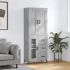 Image de Buffet Haut Gris Béton 69,5x34x180 Cm Bois D'ingénierie Vidaxl