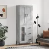 Image de Buffet Haut Gris Béton 69,5x34x180 Cm Bois D'ingénierie Vidaxl