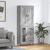Image de Buffet Haut Sonoma Gris 69,5x34x180 Cm Bois D'ingénierie Vidaxl