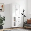 Image de Buffet Haut Blanc 69,5x34x180 Cm Bois D'ingénierie Vidaxl