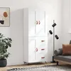 Image de Buffet Haut Blanc 69,5x34x180 Cm Bois D'ingénierie Vidaxl