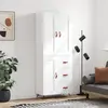 Image de Buffet Haut Blanc Brillant 69,5x34x180 Cm Bois D'ingénierie Vidaxl