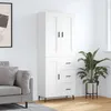 Image de Buffet Haut Blanc 69,5x34x180 Cm Bois D'ingénierie Vidaxl