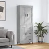 Image de Buffet Haut Gris Béton 69,5x34x180 Cm Bois D'ingénierie Vidaxl