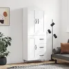Image de Buffet Haut Blanc 69,5x34x180 Cm Bois D'ingénierie Vidaxl