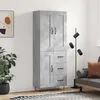 Image de Buffet Haut Gris Béton 69,5x34x180 Cm Bois D'ingénierie Vidaxl