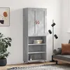 Image de Buffet Haut Gris Béton 69,5x34x180 Cm Bois D'ingénierie Vidaxl
