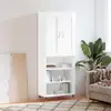 Image de Buffet Haut Blanc Brillant 69,5x34x180 Cm Bois D'ingénierie Vidaxl