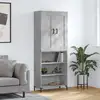 Image de Buffet Haut Gris Béton 69,5x34x180 Cm Bois D'ingénierie Vidaxl