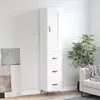 Image de Buffet Haut Blanc Brillant 34,5x34x180 Cm Bois D'ingénierie Vidaxl