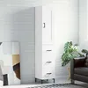 Image de Buffet Haut Blanc 34,5x34x180 Cm Bois D'ingénierie Vidaxl