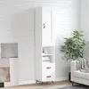 Image de Buffet Haut Blanc 34,5x34x180 Cm Bois D'ingénierie Vidaxl