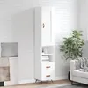 Image de Buffet Haut Blanc Brillant 34,5x34x180 Cm Bois D'ingénierie Vidaxl