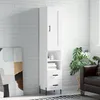 Image de Buffet Haut Blanc 34,5x34x180 Cm Bois D'ingénierie Vidaxl
