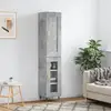 Image de Buffet Haut Gris Béton 34,5x34x180 Cm Bois D'ingénierie Vidaxl