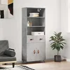 Image de Buffet Haut Gris Béton 69,5x34x180 Cm Bois D'ingénierie Vidaxl