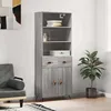 Image de Buffet Haut Sonoma Gris 69,5x34x180 Cm Bois D'ingénierie Vidaxl