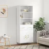 Image de Buffet Haut Blanc 69,5x34x180 Cm Bois D'ingénierie Vidaxl
