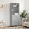 Image de Buffet Haut Gris Béton 69,5x34x180 Cm Bois D'ingénierie Vidaxl