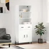 Image de Buffet Haut Blanc 69,5x34x180 Cm Bois D'ingénierie Vidaxl