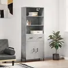 Image de Buffet Haut Gris Béton 69,5x34x180 Cm Bois D'ingénierie Vidaxl