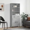 Image de Buffet Haut Gris Béton 69,5x34x180 Cm Bois D'ingénierie Vidaxl