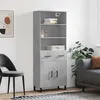 Image de Buffet Haut Gris Béton 69,5x34x180 Cm Bois D'ingénierie Vidaxl