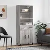 Image de Buffet Haut Sonoma Gris 69,5x34x180 Cm Bois D'ingénierie Vidaxl