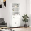Image de Buffet Haut Blanc 69,5x34x180 Cm Bois D'ingénierie Vidaxl