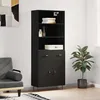 Image de Buffet Haut Noir 69,5x34x180 Cm Bois D'ingénierie Vidaxl