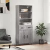 Image de Buffet Haut Sonoma Gris 69,5x34x180 Cm Bois D'ingénierie Vidaxl